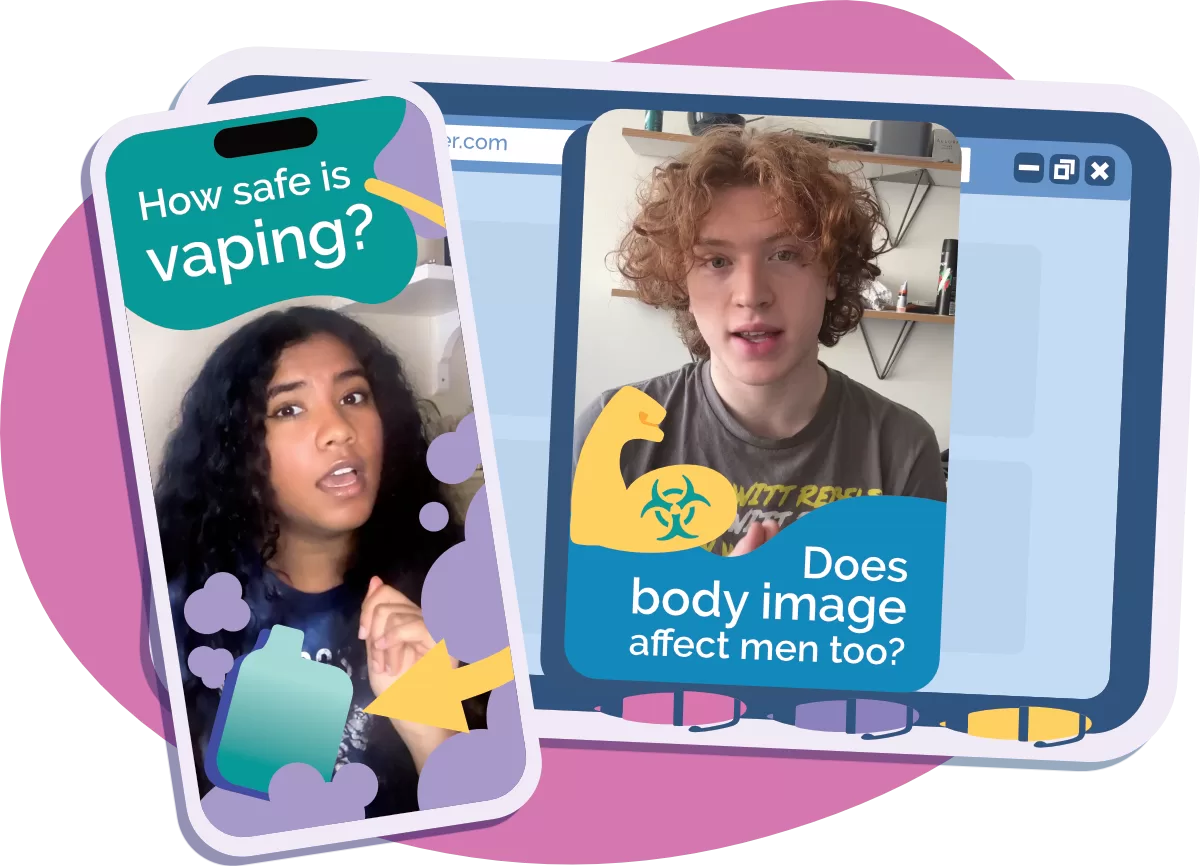 Peerscroller on a phone and tablet, showing short videos made by young people